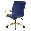 Scranton & Co Mid-Back Navy Faux Leather Chair with Gold Finish Arms