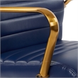 Scranton & Co Mid-Back Navy Faux Leather Chair with Gold Finish Arms