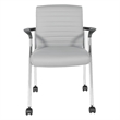 Scranton & Co Gray Faux Leather Guest Chair Chrome Frame with Casters