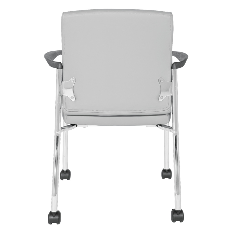 Scranton & Co Gray Faux Leather Guest Chair Chrome Frame with Casters