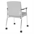 Scranton & Co Gray Faux Leather Guest Chair Chrome Frame with Casters