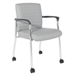 Scranton & Co Gray Faux Leather Guest Chair Chrome Frame with Casters