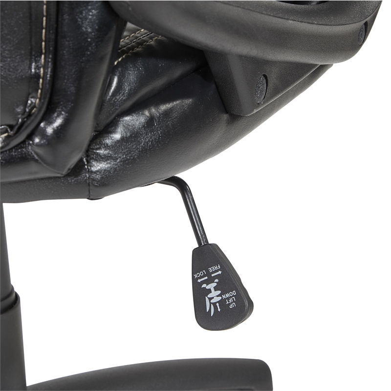 Scranton & Co Black Faux Leather Manager's Chair with Padded Loop Arms