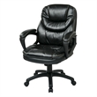 Scranton & Co Black Faux Leather Manager's Chair with Padded Loop Arms