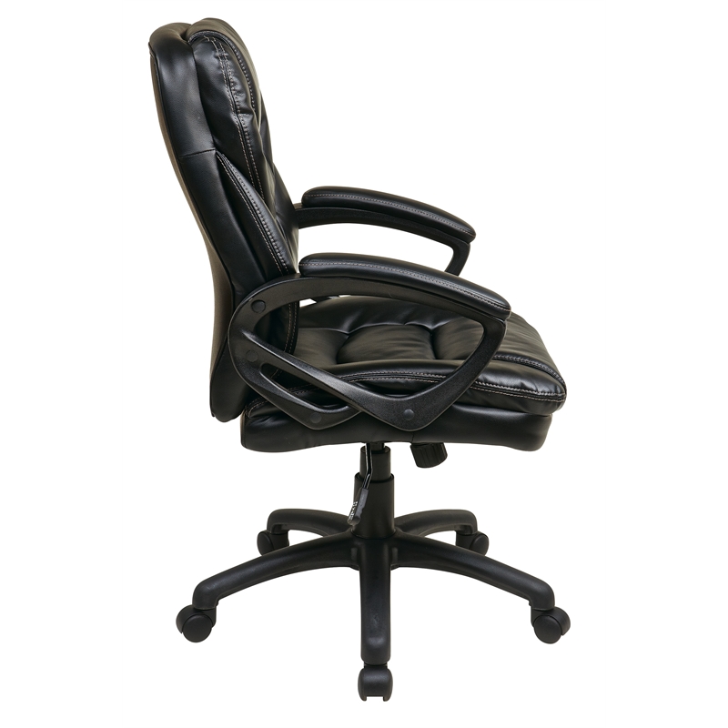 Scranton & Co Black Faux Leather Manager's Chair with Padded Loop Arms