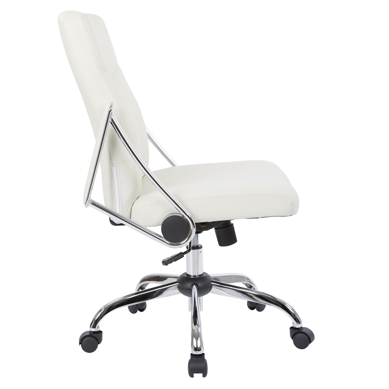 Scranton & Co Faux Leather Office Chair in Cream with Chrome Base