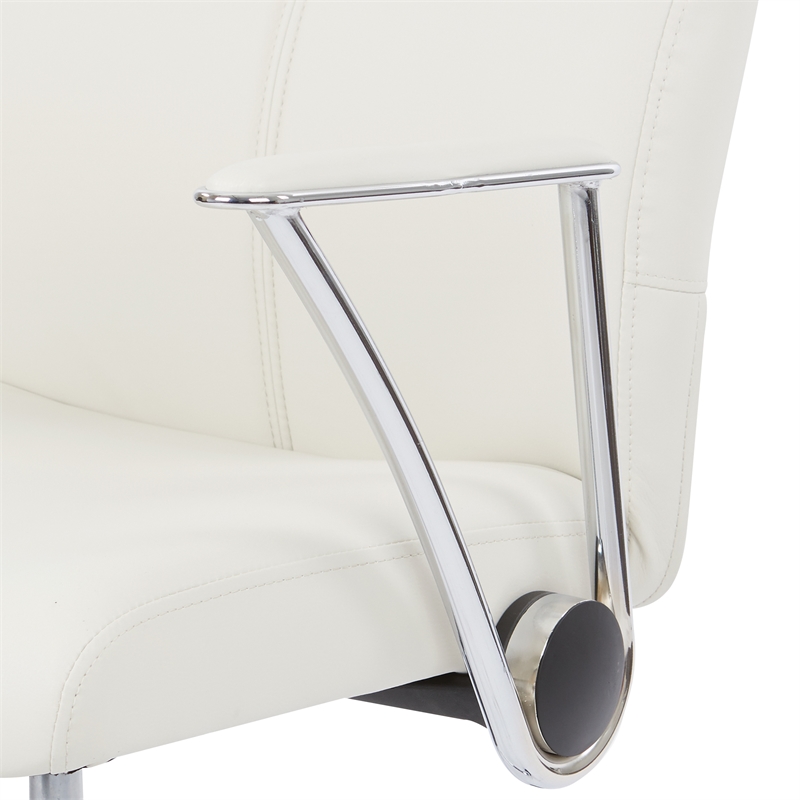 Scranton & Co Faux Leather Office Chair in Cream with Chrome Base