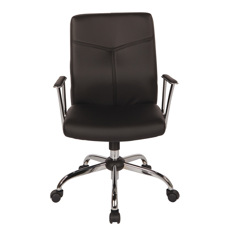 Scranton & Co Black Faux Leather Office Chair with Chrome Base