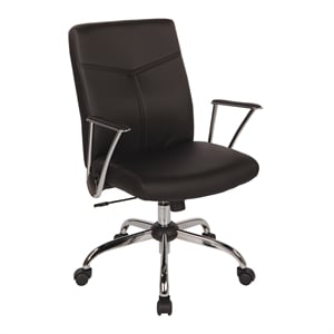 Scranton & Co Black Faux Leather Office Chair with Chrome Base