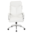 Scranton & Co White Faux Leather Executive High Back Chair with Padded Arms