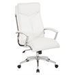 Scranton & Co White Faux Leather Executive High Back Chair with Padded Arms