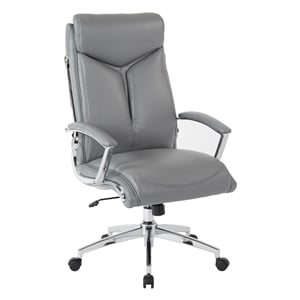 Scranton & Co Charcoal Faux Leather Executive High Back Chair Chrome Base