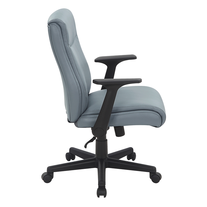 Scranton & Co Mid-Back Office Chair in Charcoal Gray Faux Leather Flip Arms