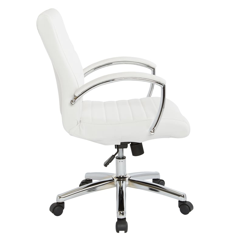 Scranton & Co Low Back Executive Office Chair in White Faux Leather Chrome