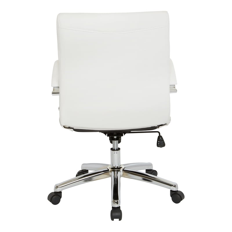 Scranton & Co Low Back Executive Office Chair in White Faux Leather Chrome