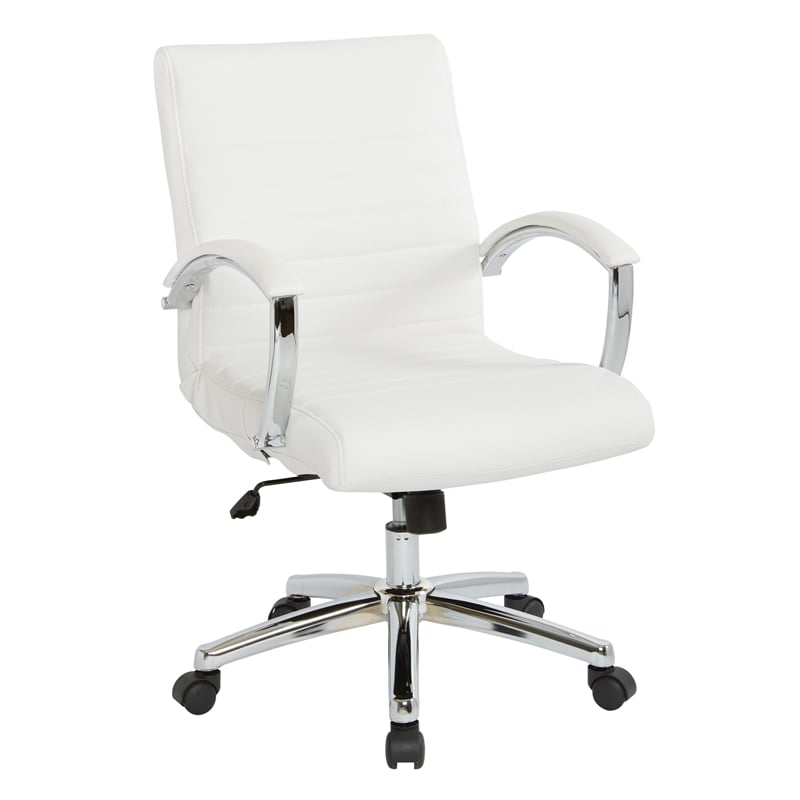 Scranton & Co Low Back Executive Office Chair in White Faux Leather Chrome