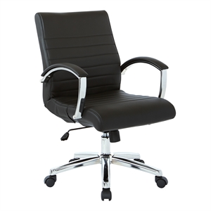 Scranton & Co Executive Low Back Chair in Black Faux Leather Chrome Base