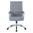 Scranton & Co Executive Mid-Back Chair in Gray Faux Leather Chrome Base
