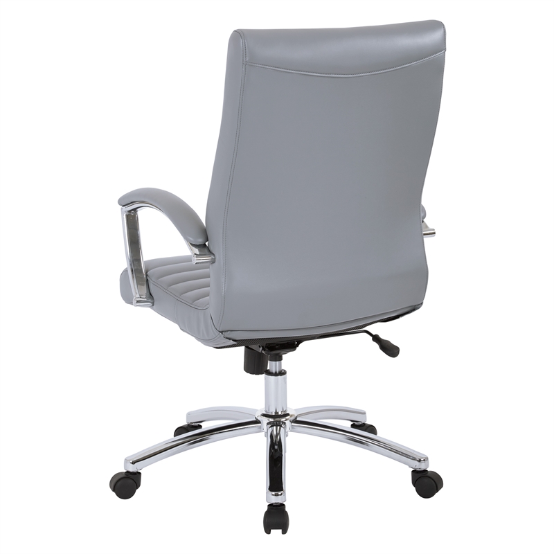 Scranton & Co Executive Mid-Back Chair in Gray Faux Leather Chrome Base