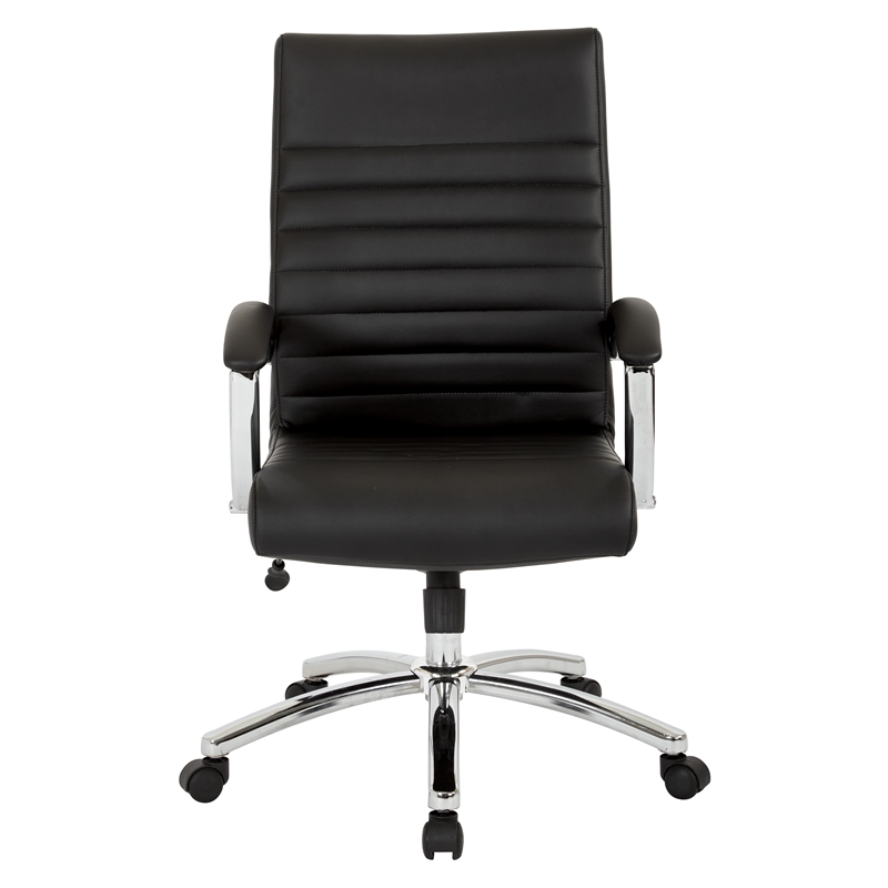 Scranton & Co Executive Mid-Back Chair in Black Faux Leather Chrome Base