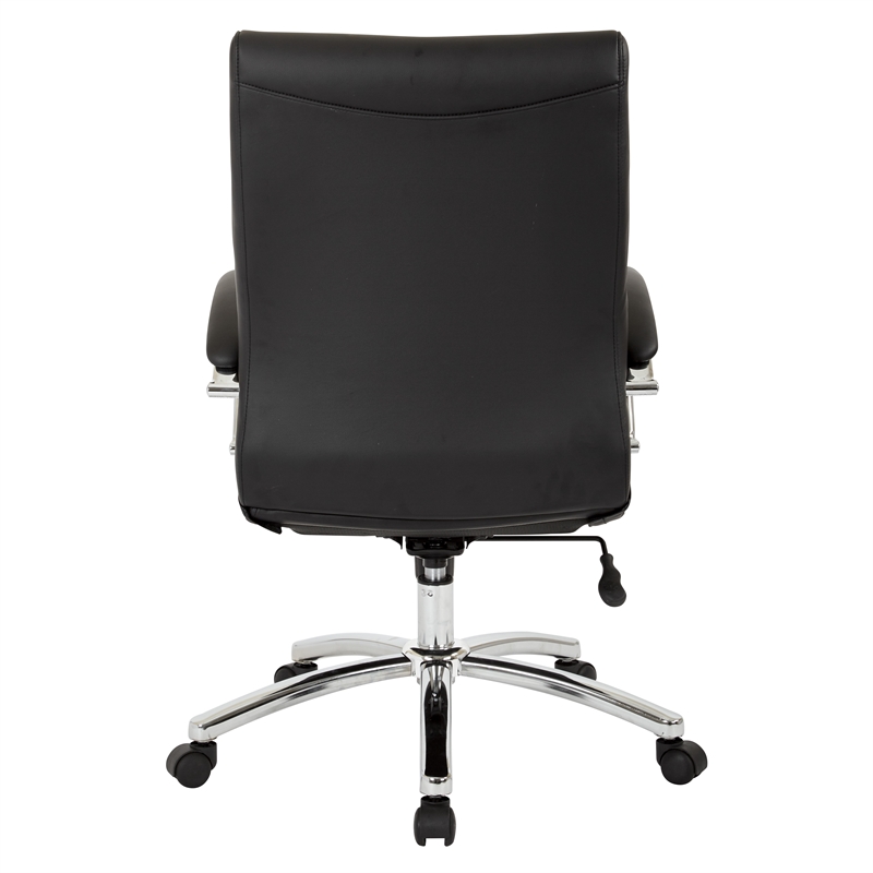 Scranton & Co Executive Mid-Back Chair in Black Faux Leather Chrome Base