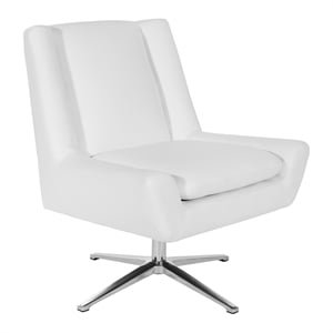 Scranton & Co Swivel Guest Chair in White Faux Leather Aluminum Star Base