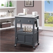 Scranton & Co Farmhouse Kitchen Cart with Granite Top in Gray Base