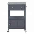 Scranton & Co Farmhouse Kitchen Cart with Granite Top in Gray Base
