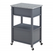 Scranton & Co Farmhouse Kitchen Cart with Granite Top in Gray Base