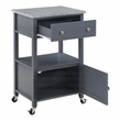 Scranton & Co Farmhouse Kitchen Cart with Granite Top in Gray Base