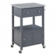 Scranton & Co Farmhouse Kitchen Cart with Granite Top in Gray Base