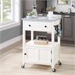 Scranton & Co Farmhouse Kitchen Cart with Granite Top in White Base