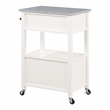 Scranton & Co Farmhouse Kitchen Cart with Granite Top in White Base