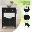 Scranton & Co Farmhouse Kitchen Cart with Granite Top in Black Base