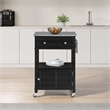 Scranton & Co Farmhouse Kitchen Cart with Granite Top in Black Base