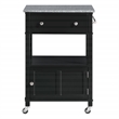 Scranton & Co Farmhouse Kitchen Cart with Granite Top in Black Base