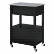 Scranton & Co Farmhouse Kitchen Cart with Granite Top in Black Base