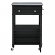 Scranton & Co Farmhouse Kitchen Cart with Granite Top in Black Base
