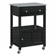 Scranton & Co Farmhouse Kitchen Cart with Granite Top in Black Base