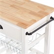 Scranton & Co Farmhouse Kitchen Cart with Wood Top in White Base