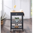 Scranton & Co Farmhouse Kitchen Cart with Wood Top in Blue Stone Base
