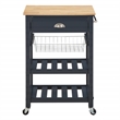 Scranton & Co Farmhouse Kitchen Cart with Wood Top in Blue Stone Base