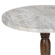 Scranton & Co Carved White Marble Top Side Table with Solid Mango Wood Base