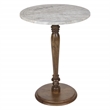 Scranton & Co Carved White Marble Top Side Table with Solid Mango Wood Base