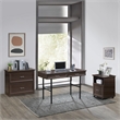 Scranton & Co Writing Desk with Lockdowel Assembly in Espresso Engineered Wood