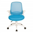 Scranton & Co Blue Mesh Office Chair with White Frame and Flip Arms