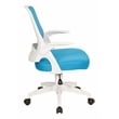 Scranton & Co Blue Mesh Office Chair with White Frame and Flip Arms