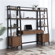 Scranton & Co 3-Piece Desk and Bookcase Wall System in Walnut Wood