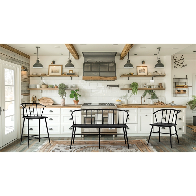 Scranton & Co All Metal Counter Stool in Black with Spindle Back Detail