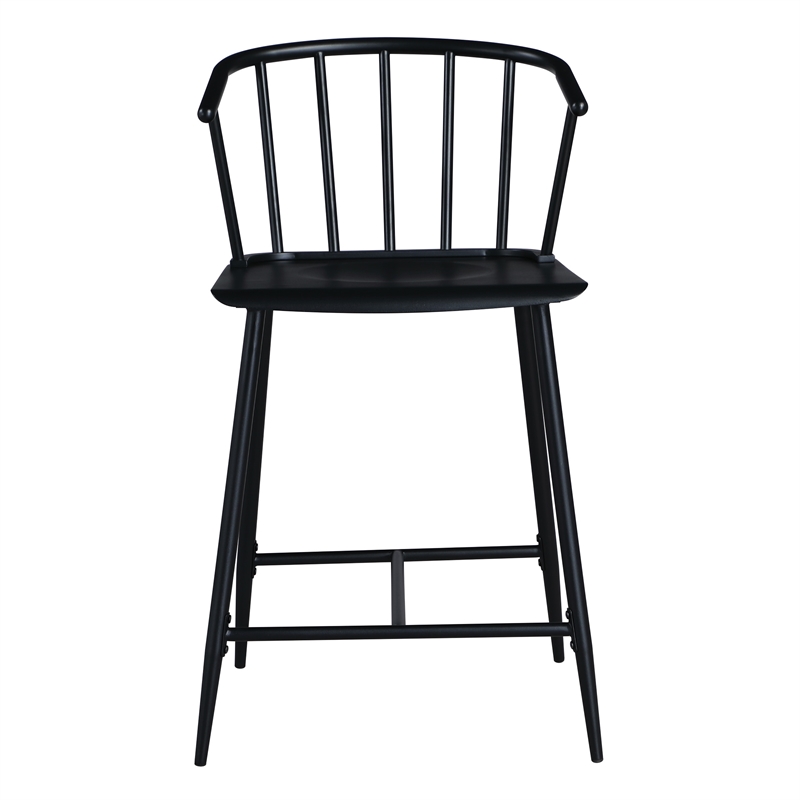 Scranton & Co All Metal Counter Stool in Black with Spindle Back Detail